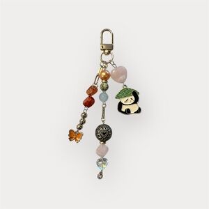 Charming Beaded Keychain with Panda and Butterfly